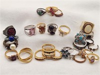 Costume Jewelry Rings Incl Gems