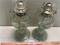 ANTIQUE PRESSED GLASS OIL LAMPS