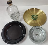 Skull Liquor Bottle, Tray & Ash Trays