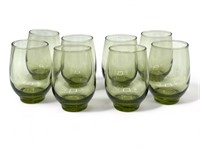 8 vintage Libbey Tempo smoke green wine glasses