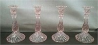 Box-4 Pink Depression Glass 8" Taper Candle