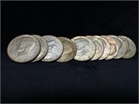 10 Kennedy Half Dollars 1965-1969