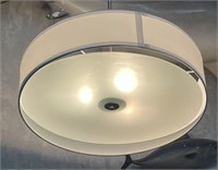 White Circular Hanging Lamp with Frosted Glass