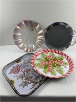 Metal and glass serving trays