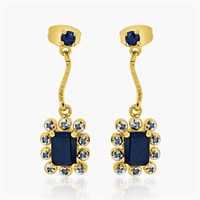 18K YELLOW GOLD 2.05CT BLACK SAPPHIRE AND 2.00CT D