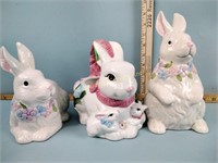 Easter bunny ceramic figurines