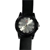 Military Sports Black Nylon Strap Unisex Watch