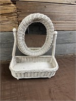 Vintage Wicker Dresser Vanity Mirror