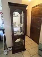 Lighted glass front display cabinet with five shel
