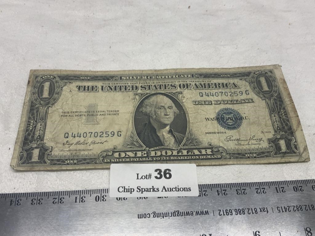Silver 1935 One Dollar Bill, Silver Certificate