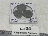 1943 P-D-S Mints High Grade WWII Steel Lincolns