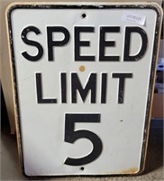 RETIRED STEEL 5 MPH SPEED LIMIT SIGN