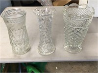 3 LARGE GLASS VASES