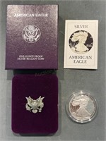 1986 Proof Silver Eagle W Box / Coa 1st Year Coin