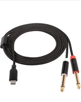 (New) 6.56ft USB C to Dual 6.35mm TRS Stereo