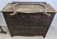 Antique Wood Dresser, Heavily Damaged, needs