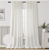Natural Semi Sheer Linen Curtains 102 Inch Long