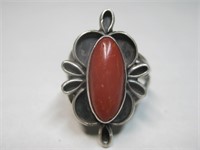 Vintage Sterling Silver & Coral Ring - Tested