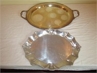2 Metal Serving Trays Larger is 24" W