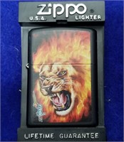 New Old Stock Flaming Lion Zippo Lighter