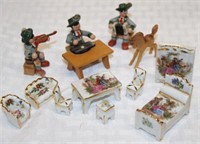 A Nice Group of Miniature Porcelains & Wooden
