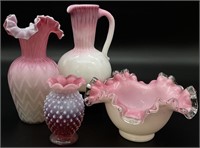 4 Fenton & More Pink & White Art Glass