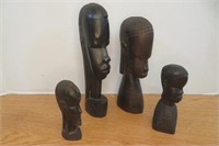 4 Hand Carved Genuine Lesmo Kenya Tallest  9.5"h