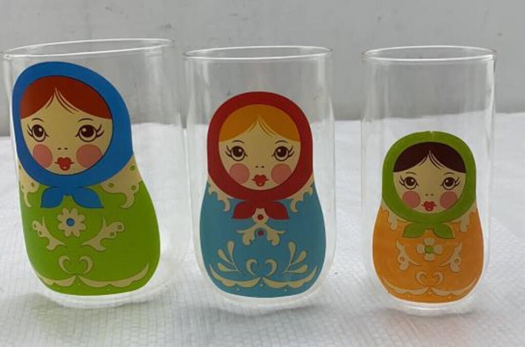 3x Vintage Fred Babushkups Russian Nesting doll