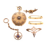 A Collection of Vintage Jewelry in Gold