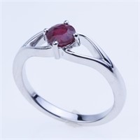 Size 6.5 Sterling Silver Ruby Glass Filled Ring