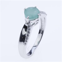 Size 9 Emerald & Zircon Sterling Silver Ring