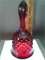 Red glass Bell hobnail pattern - 6" tall