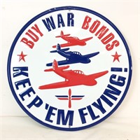 Round "Buy War Bonds" Tin Sign