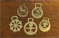 Three Horse Motif Brass Harness Medallions