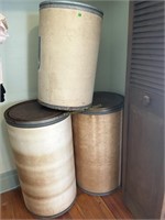 3 Cardboard Barrels w/metal lids