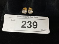 Gold Plated Sterling Silver Diamond Stud Earrings.