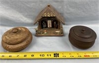 Vintage Bambi Wooden Weather House and Two