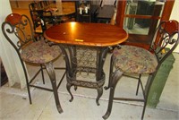 Cafe Table Set w/Wine Rack & 2 Chairs