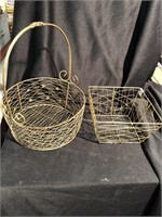 Two wire baskets round one with the handle is 9