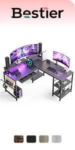 Bestier L Shaped Gaming Desk 95.2 Inch