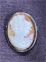 Antique 800 Silver cameo brooch pendant