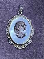 Sterling silver Mother of pearl cameo pendant