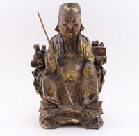 Wooden Chinese Figure on Throne