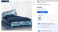 B9844  Delta Children Shark Upholstered Twin Bed
