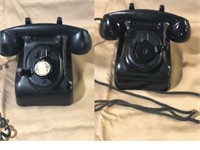 (2) VINTAGE LEICH MAGNETO BLACK TELEPHONES 901B