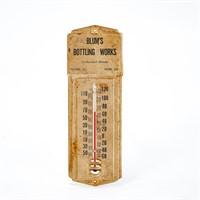 "Blum's" Bottling Works Small Tin Thermometer
