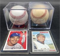 (D) Bob Veale and Ferris Fain signed baseballs