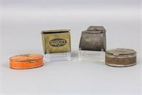 Lot of 4 Vintage Bait Tins, Falls City Pin on 3"T