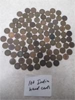100 Indian Pennies Cents - Assorted Dates &