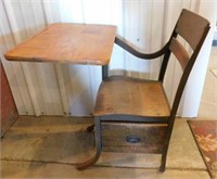 Vintage larger school desk w/ pencil tray and